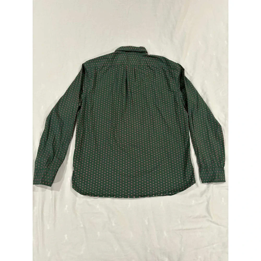 J Crew Slim Fit‎ Green Red Paisley Print Button Down Shirt Men's XL